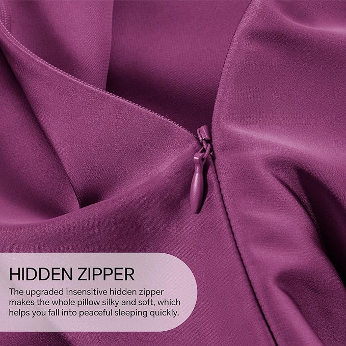 INFIIXSO Silk Pillow Cases 2 Pack Standard Size, Ultra Smooth & Soft Mulberry Silk Pillow Case for Hair and Skin, Breathable Cooling Silk Pillowcase with Hidden Zipper (Purple, 20x26 Inches)