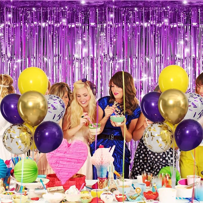 4 Sets Purple Gold Yellow Balloons Stand Kit - Image 5