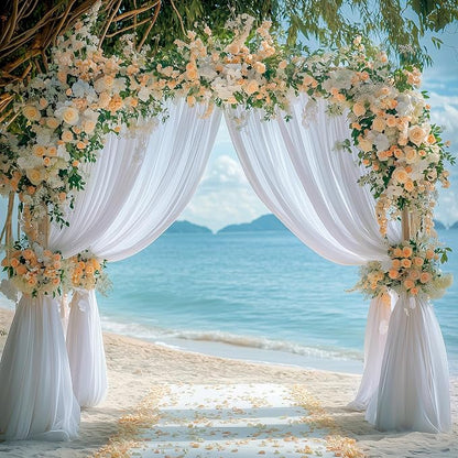 White Backdrop Curtain for Wedding Parties Backdrop Drapes 10x8FT | Wrinkle - Image 5