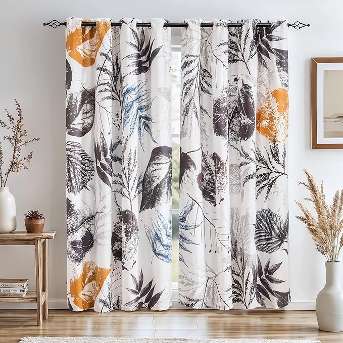 SUBRTEX Blackout Curtains 52Wx108L, Room Darkening Floral Curtains, Thermal by Subrtex