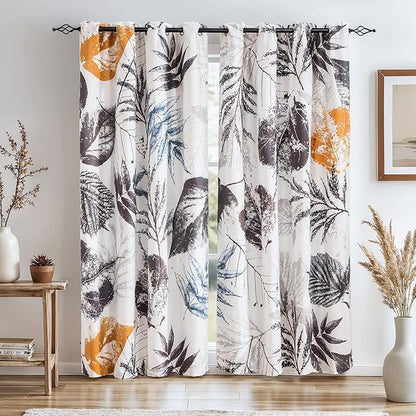 SUBRTEX Blackout Curtains 52Wx108L, Room Darkening Floral Curtains, Thermal by Subrtex