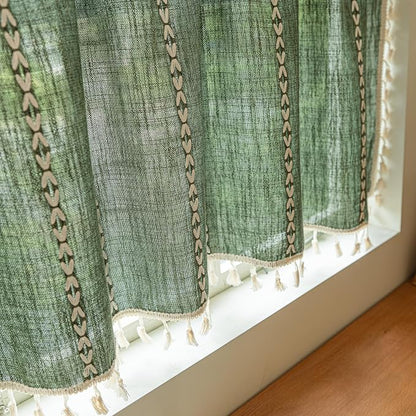 Sutuo Home Olive Green Boho Short Curtains Valance - Image 7
