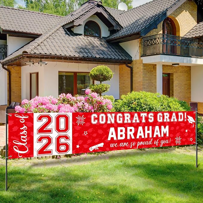 Graduation Congratulations Banner Decorations, Class of 2026 Personalized by RAGNHILD