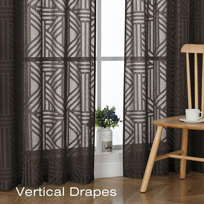 Simplebrand Chocolate Sheer Curtains 72 Inch Length 2 Panels - Image 5