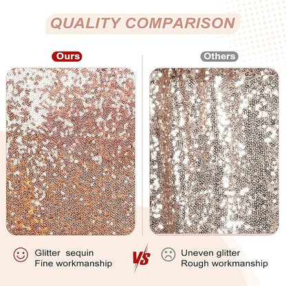 PartyDelight Rose Gold Sequin Backdrop 8x8ft Sparkly Photo Curtain | 4 Inch Rod - Image 3