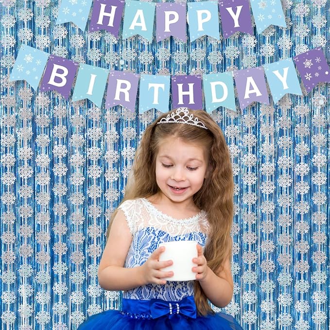 BRAVESHINE Party Snowflake Backdrop Hanging Snow Flakes Foil Fringe Curtain | 2 - Image 8