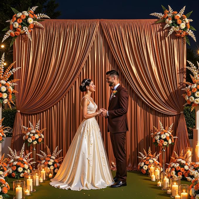 10x10 ft Terracotta Glitter Backdrop Curtain - Image 5