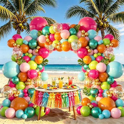 146PCS Tropical Balloon Arch Garland Kit, Olive Green Hot Pink Orange Rose Gold - Image 5