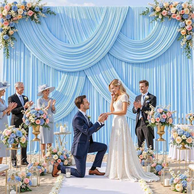 10 Panels Baby Blue Backdrop Curtains - Image 3
