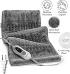 GENIANI Electric Throw - XXL 18"x26" Heating Pad for Back Pain & Cramps Relief, Auto Shut Off, Machine Washable, Heat Pad, Holiday Gifts for Women, Men, Heat Patches (Tabby Gray)