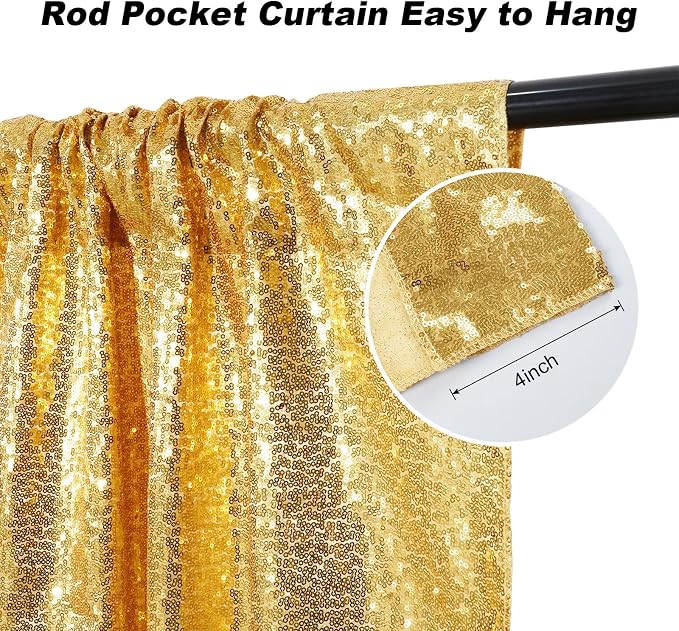 Juya Delight Gold Sequin Backdrop, 6FTx8FT NO See-Through Photobooth Backdrop - Image 3