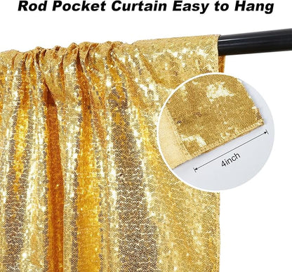 Juya Delight Gold Sequin Backdrop, 6FTx8FT NO See-Through Photobooth Backdrop - Image 3