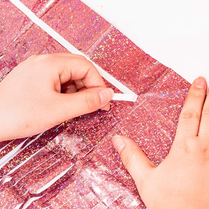 Rose Gold Tinsel Party Backdrop - Image 6