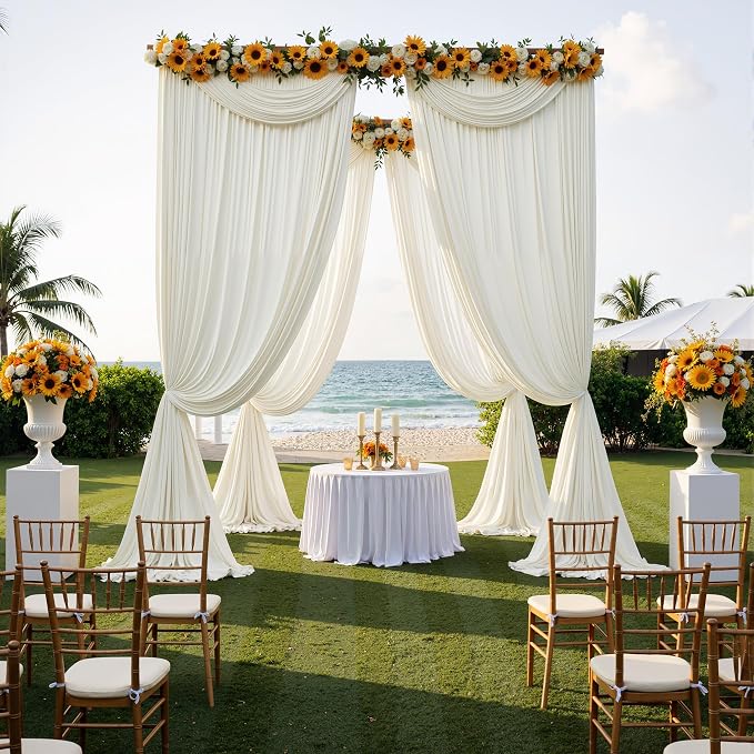 50ft x 15ft Ivory Backdrop Curtains - Image 8