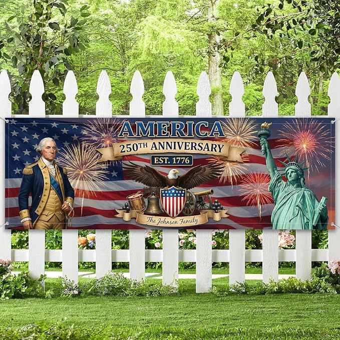 Personalized 250 Years of Freedom USA Banner 1776-2026, Patriotic American - Image 4