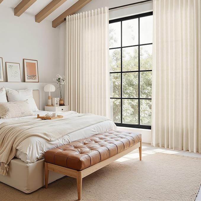 Linen Curtains for Living Room 102 Inches Long Modern Farmhouse Decor Light - Image 8