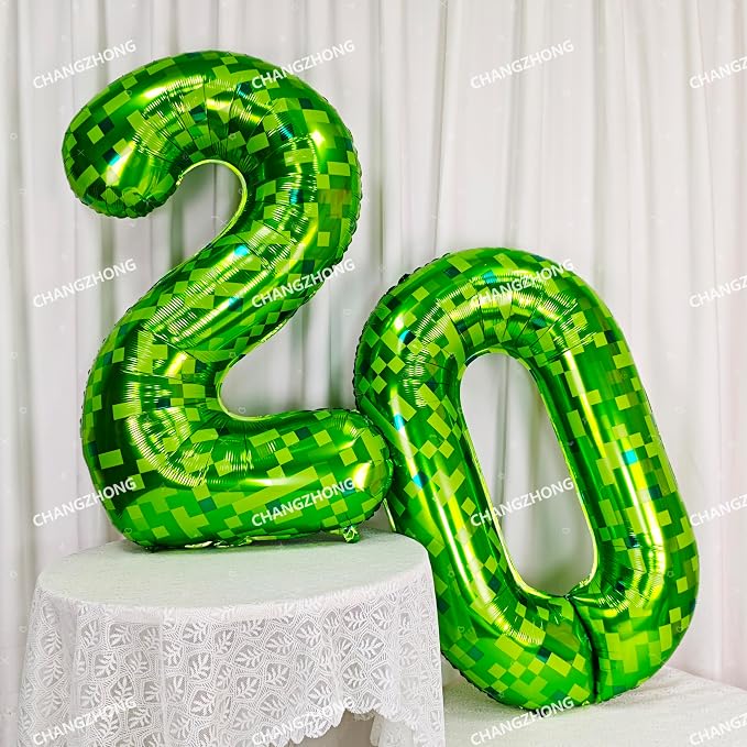 40 inch giant Green pixel miner game number 2 balloon | Large mining theme foil - Image 6