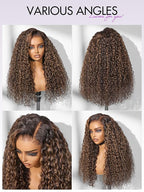 LUVME HAIR 7x6 HD Lace All-Day Comfort Wig PartingMax Lace Wigs Water Wave Curly Lace Front Wigs Human Hair Pre Cut Plucked Lace Frontal Glueless 22 Inches Hlighlight Color