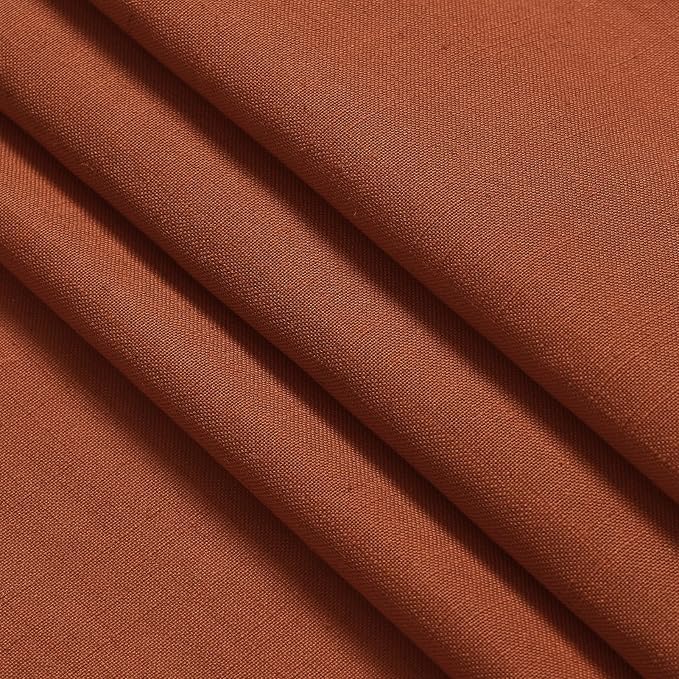 Terracotta Linen Blend Semi Sheer Curtains 86 Inches Long 2 Panel Set Pocket - Image 5