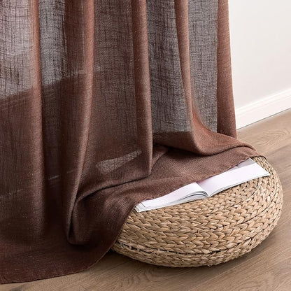 MIULEE Chocolate Brown Linen Curtains 52x54 Inch Long 2 Panels - Image 7