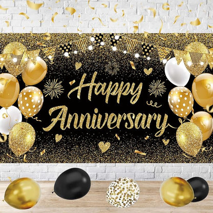 Black Gold Happy Wedding Anniversary Banner - Image 4