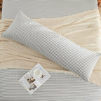 JELLYMONI 100% Natural Cotton Striped Body Pillowcase, 1 Pack White and Grey Vertical Stripes Pattern Printed Pillow Covers with Envelope Closure(Pillows are not Included)