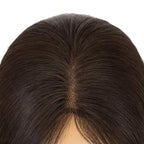 Hairro Human Hair Toppers with Side Bangs, 3D 360° Seamless Real Hair Toppers, Hand-Tied with 3.5"x4.7" U-shaped Base, Clip-In Hairpieces to Add Volume on Top, 12 Inch Dark Brown