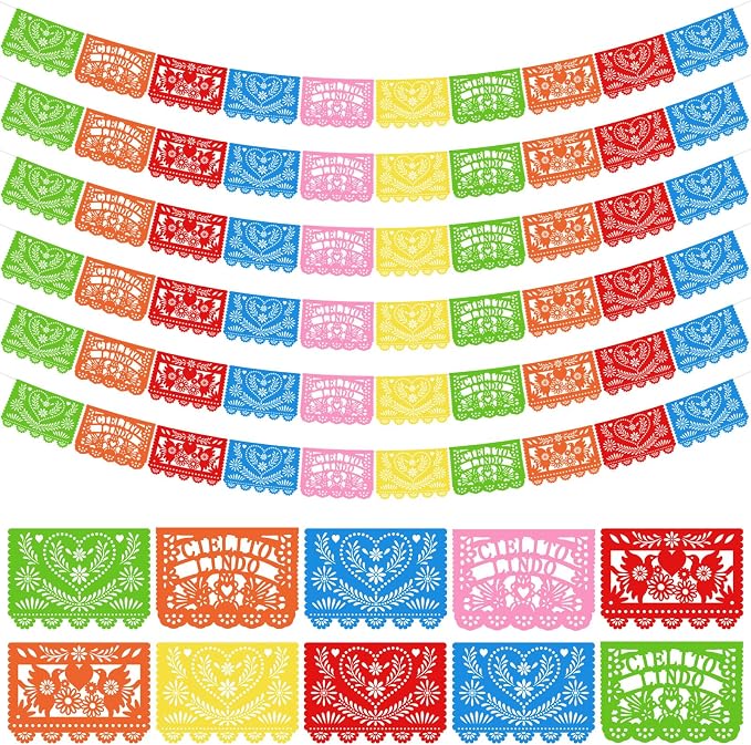 TaoBary 6 Pcs Papel Picado Mexican Wedding Cielito Lindo Party Decor 118 Feet by TaoBary