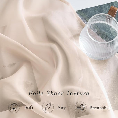 NICETOWN Taupe Sheer Curtains 54 inch Length, Grommet Voile Sheer Lightweight & - Image 4