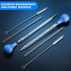 Weewooday Glass Droppers Pipettes Graduated Lab Dropper Glass Liquid Pipette with Big Rubber Hats 20 cm Stir Rod Washing Brush Transfer for Liquid Essential Oil(8 Pieces,Blue,10 ml)