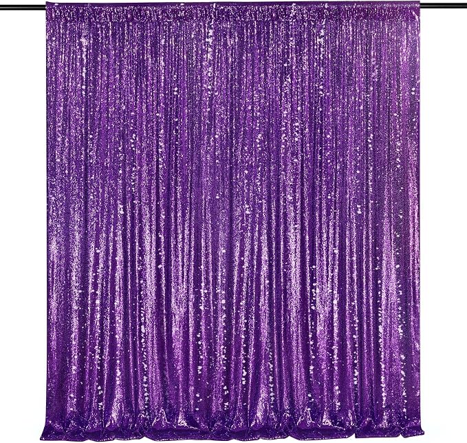 10ft x 10ft Purple Sequin Backdrop Glitter Halloween Party Backdrop Curtains by QueenDream