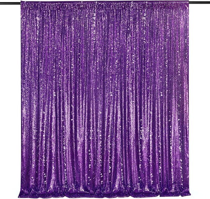 10ft x 10ft Purple Sequin Backdrop Glitter Halloween Party Backdrop Curtains by QueenDream