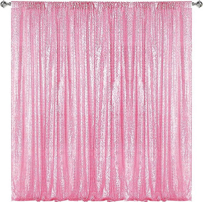 Sugargirl Matte Pink Sequin Backdrop Curtain 8FTx8FT Glitter Matte Pink by Sugargirl