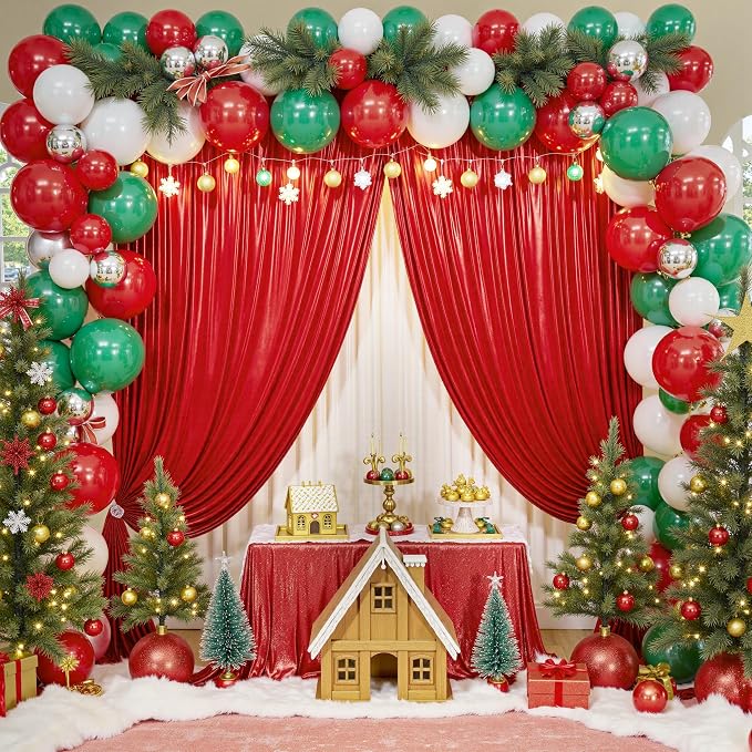 20x10ft Thick Red Glitter Backdrop Curtain Panels - Image 4