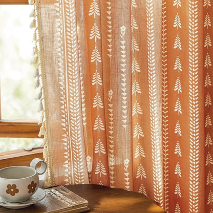 Boho Curtains for Bedroom, Burnt Orange Curtains 84 Inch Length 2 Panels Light - Image 8