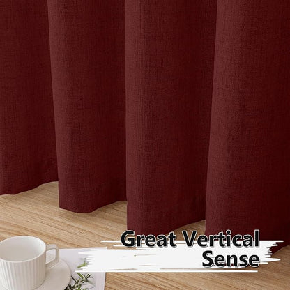 Tollpiz Linen Curtains Bedroom Rod Pocket Semi Sheer Curtain Burlap Light - Image 4