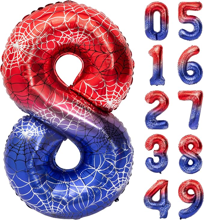 40 In Red And Blue Birthday Theme Large Number 8 Balloon | Giant Large Helium by Exquisitehighqualitypartydecorationstomeetyoureveryneed%EF%BC%81