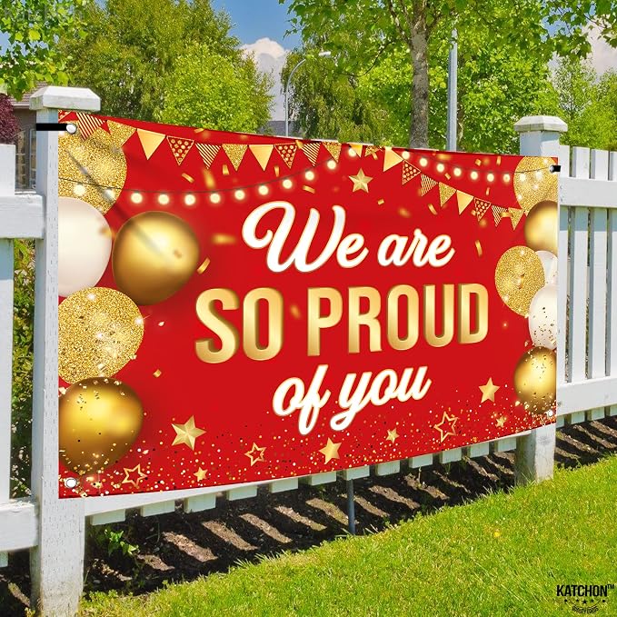 KatchOn Red We are So Proud of You Banner 72x44 Inch | Graduation Banner - Image 6