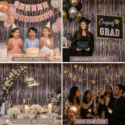 2PCS Coffee Foil Fringe Backdrop Curtains, Fringe Backdrop - Image 6