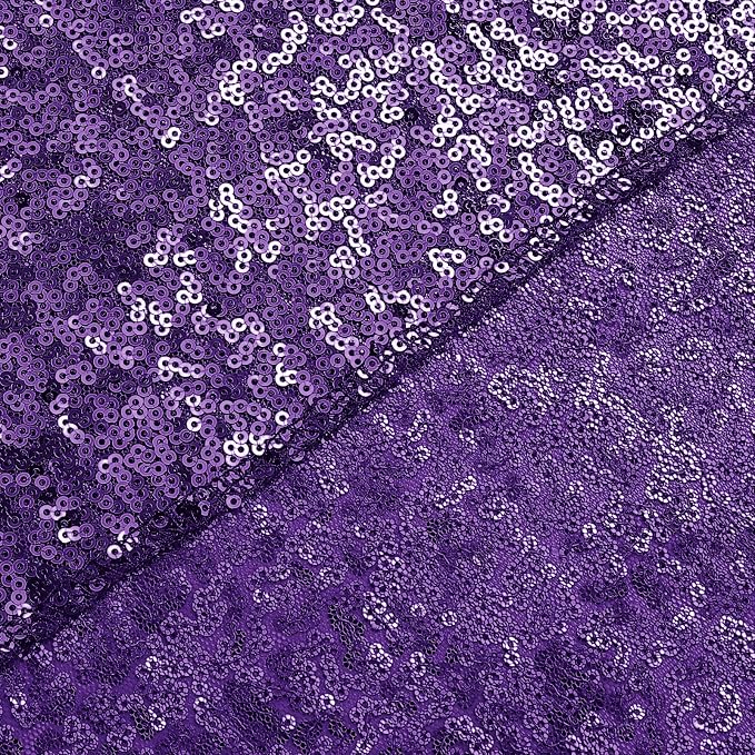 Sugargirl Purple Sequin Backdrop Curtain 7FTx7FT Glitter Purple Background - Image 9