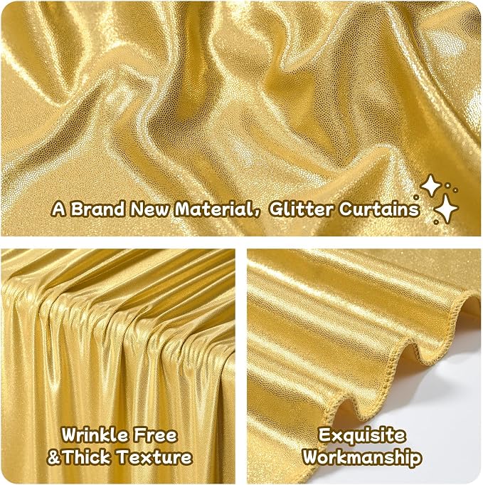 40ftx10ft Thick Gold Glitter Backdrop Curtain - Image 4