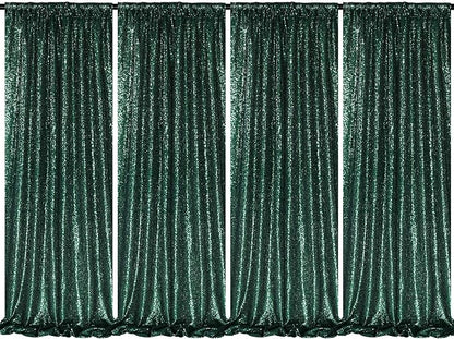 Green Sequin Backdrop Curtains 4 Pcs 2ftx8ft Glitter Shimmer Fabric | Sparkly by B-COOL