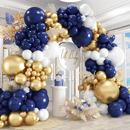 412Pcs Navy Blue and Gold Balloons Arch Garland Kit, 5 10 12 18 inch gold and by PAXILE