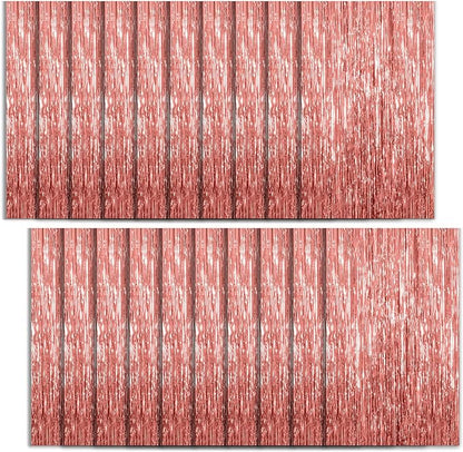 20 Pack Foil Curtain Backdrop Rose Gold Metallic Tinsel Foil Fringe Curtains by KEJ
