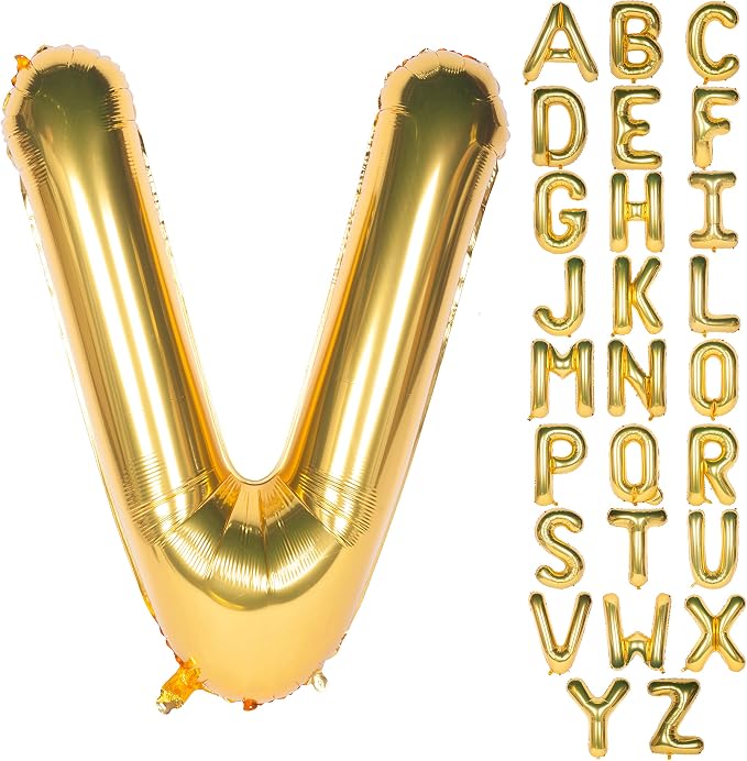 Letter Balloons 40 Inch Giant Jumbo Helium Foil Mylar Gold V | by Exquisitehighqualitypartydecorationstomeetyoureveryneed%EF%BC%81
