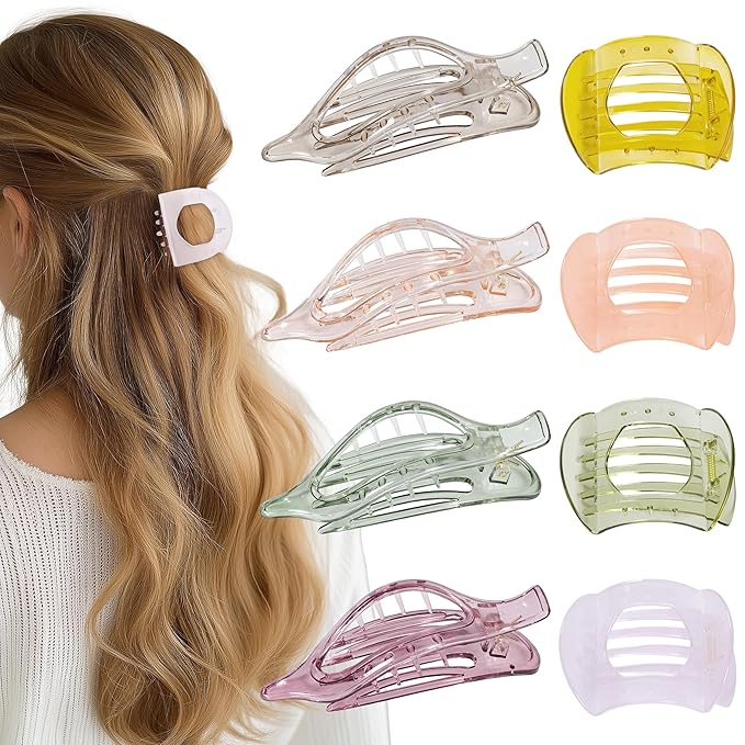 8 PCS Flat Hair Clips for Women French Matte Flat Claw Clips for Thick & Thin Hair No-Slip Hair Barrettes, Strong Hold Styling Accessories