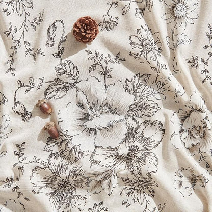 jinchan Black Floral Linen Curtains 63 Inch Farmhouse Back Tab 2 Panels | Light - Image 7