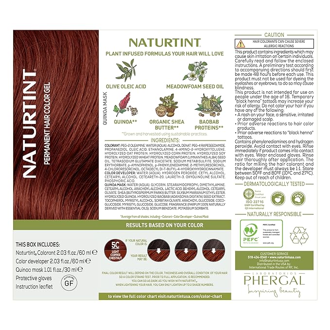 Naturtint 5C Light Copper Chestnut Permanent Hair Color (Pack of 1), Ammonia Free, Vegan, Cruelty Free, up to 100% Gray Coverage, Long Lasting Results (Packaging may vary)
