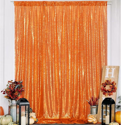 Eternal Beauty Orange 3mm Sequin Backdrop 6x8 Ft - Image 2