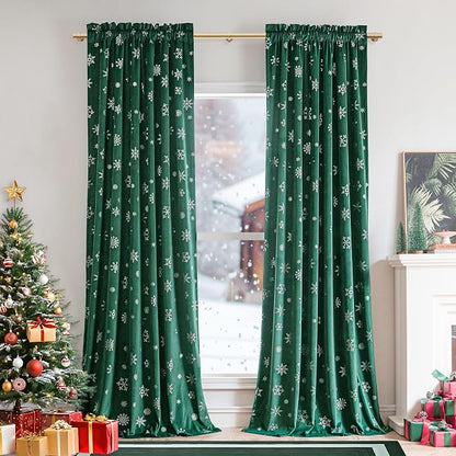 Beauoop Christmas Green Velvet Curtains - Image 6